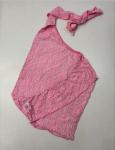 Pink Lace Bikini Top with Straps