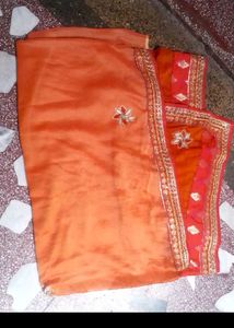 Elegant Orange Saree With Blouse Combo