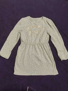 Kiabi Green Floral Girls' Long Sleeve Dress