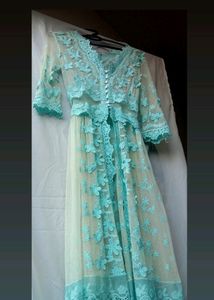 Sequin Embroidered V-neck Dress.