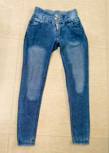 Blue High-Waist Skinny Jeans