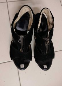 Black Zipper Heels