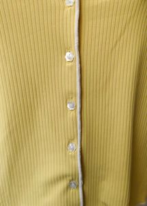 Yellow Ribbed Button-Up Top