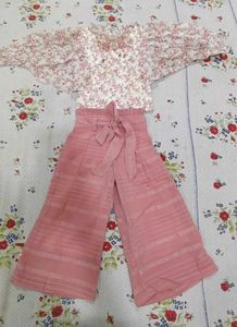 Adorable Floral Top &amp; Pink Culottes Set