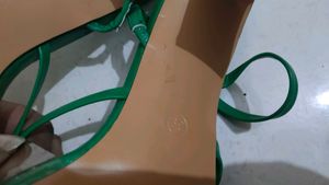Green Heels with Clear Straps