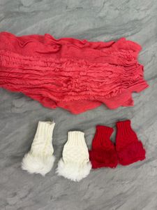 Fur Fingerless Gloves and scarf