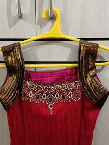 Red Embellished Party wear kurta set