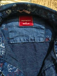 Men's Floral Denim Shirt