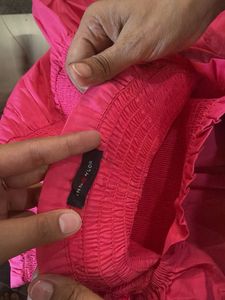 Vibrant Pink Puff Sleeve Midi Dress