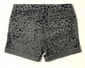 Y2K Leopard Print Grey Denim Shorts