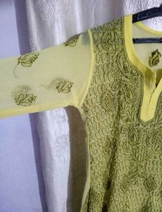 Yellowish Green Chikankari Kurta