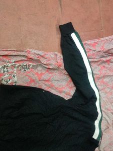 Black Sweatshirt with White Stripes