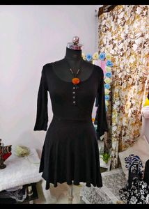 Elegant Black A-Line Midi Dress