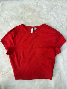 H&M Red Cropped T-Shirt