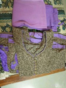 Grey &amp; Purple Kurti Set