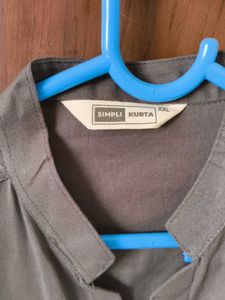 Men's Grey Band Collar Shirt