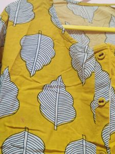 Yellow Printed Kurti