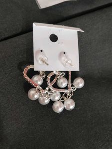 Heart Pearl Drop Earrings