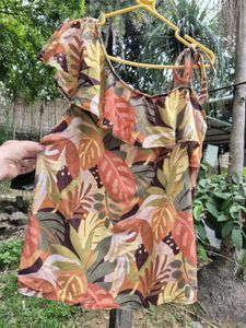 Boho Tropical Leaf Print Top