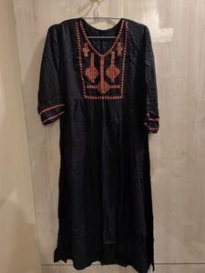 Black Kurta with Red Embroidery