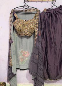 Embroidered Blouse and Pleated Skirt Set
