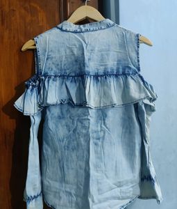 Denim Cold Shoulder Top