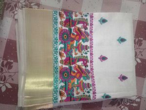 Elegant New Off White &amp; Gold Tussar Saree