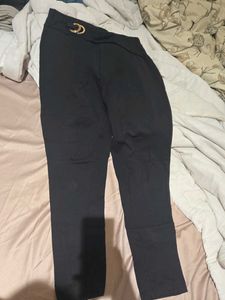 Chic Black Pants with Gold Detail