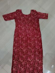 Red Paisley Print Kurta