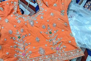 Ornate Orange dabka Lehenga