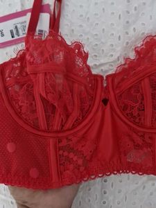 M&amp;S Red Lace Bra and Panty Set