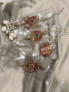 Handmade Rakhi Set with Shells &amp; Pearls