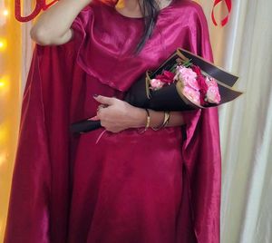 Elegant Maroon Cape Gown