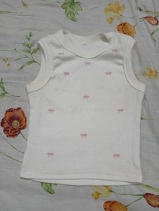 White Ribbed Tank Top with Bows
