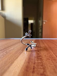 Silver Leaf Branch Adjustable Ring