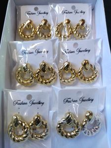 anti tarnish Chic Gold-Tone Twisted Hoop Earrings