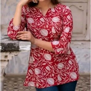 Red Floral Y2k short kurti