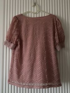 Sheer Lace Puff Sleeve Top