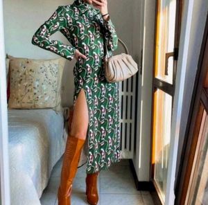 Stylish Printed Midi Dress with Slit