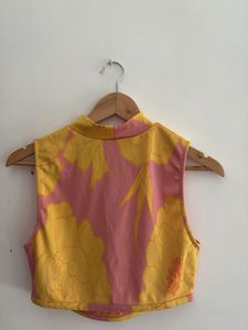 Pink &amp; Yellow Floral Crop Top