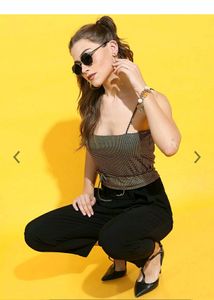 New, Golden Black Party Wear Crop Top!!