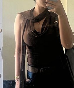 Brown Ribbon Tank Top