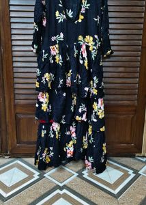 Black Floral Tiered Maxi Dress