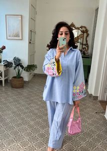 Light Blue Embroidered Co-ord Set