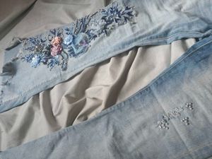 Unique Embellished Flare Jeans