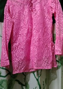 Elegant Pink Floral Lace Kurta