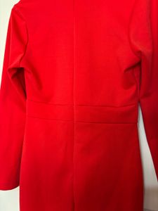 Red Feather Trim Party Dress
