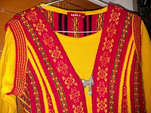 Yellow &amp; Pink Patterned Long Cardigan