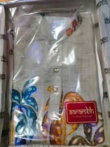 Boys Printed Kurta Pajama Set | Grey & Sky Blue Et