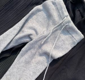 Gray Knit Flare Pants